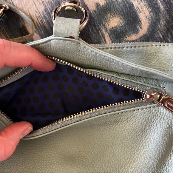 REBECCA MINKOFF Turquoise Leather Mini Mac Crossbody Bag Purse silver hardware - Picture 7 of 11